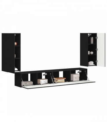 vidaXL TV Cabinet Set 4 pcs Black Engineered Wood