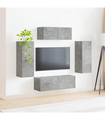 vidaXL TV Cabinet Set 4 pcs Concrete Grey Engineered Wood