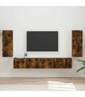 vidaXL TV Cabinet Set 4 pcs Smoked Oak Engineered Wood
