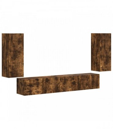 vidaXL TV Cabinet Set 4 pcs Smoked Oak Engineered Wood