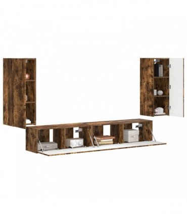 vidaXL TV Cabinet Set 4 pcs Smoked Oak Engineered Wood