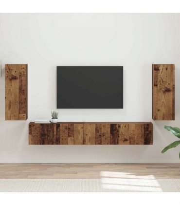 vidaXL TV Cabinet Set 4 pcs Old Wood Engineered Wood