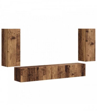 vidaXL TV Cabinet Set 4 pcs Old Wood Engineered Wood