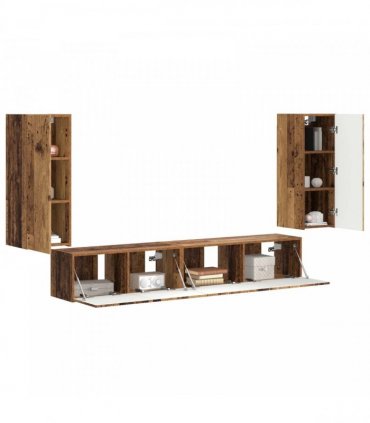 vidaXL TV Cabinet Set 4 pcs Old Wood Engineered Wood