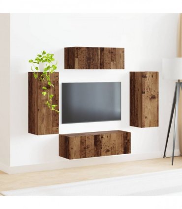 vidaXL TV Cabinet Set 4 pcs Old Wood Engineered Wood