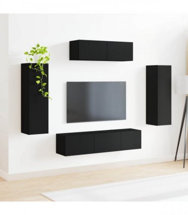 vidaXL TV Cabinet 5 pcs Black