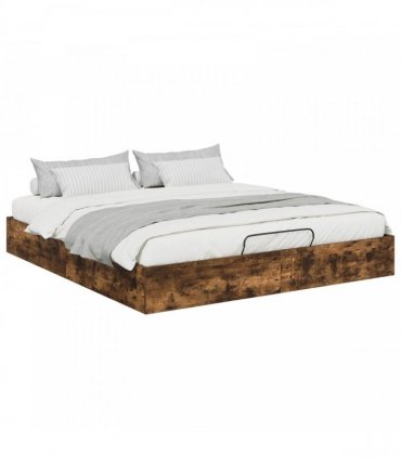 vidaXL Ottoman Bed Frame Smoked Oak 180 x 200 cm Engineered Wood