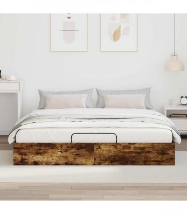 vidaXL Ottoman Bed Frame Smoked Oak 180 x 200 cm Engineered Wood