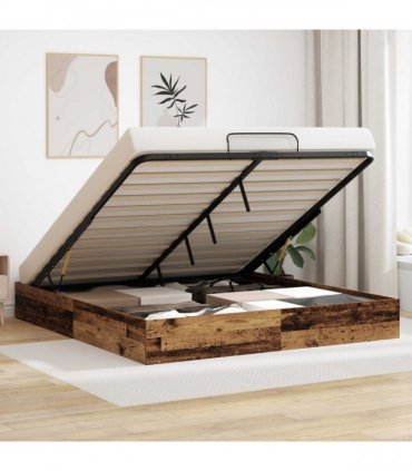 vidaXL Ottoman Bed Frame Old Wood 180 x 200 cm Engineered Wood