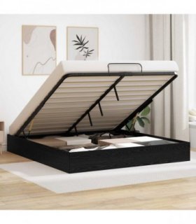 vidaXL Ottoman Bed Frame Black Oak 160 x 200 cm Engineered Wood