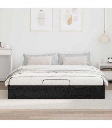 vidaXL Ottoman Bed Frame Black Oak 160 x 200 cm Engineered Wood