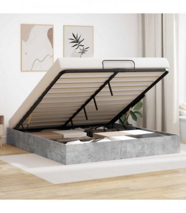 vidaXL Ottoman Bed Frame Concrete Grey 160 x 200 cm Engineered Wood