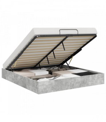 vidaXL Ottoman Bed Frame Concrete Grey 160 x 200 cm Engineered Wood