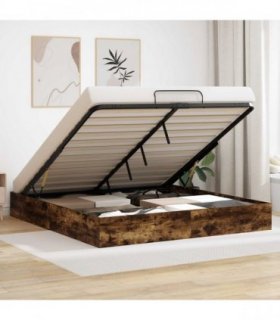 vidaXL Ottoman Bed Frame Smoked Oak 160 x 200 cm Engineered Wood