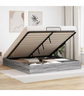 vidaXL Ottoman Bed Frame Grey Sonoma 160 x 200 cm Engineered Wood