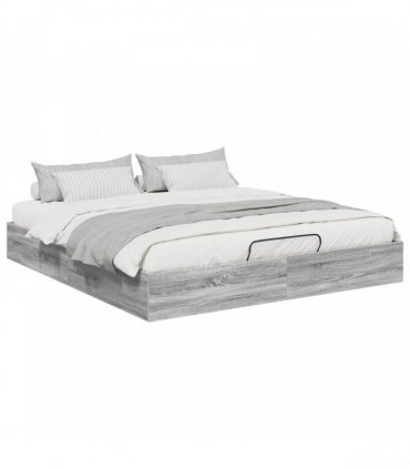 vidaXL Ottoman Bed Frame Grey Sonoma 160 x 200 cm Engineered Wood