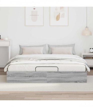 vidaXL Ottoman Bed Frame Grey Sonoma 160 x 200 cm Engineered Wood