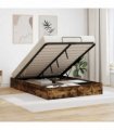 vidaXL Ottoman Bed Frame Smoked Oak 140 x 200 cm Engineered Wood