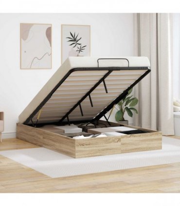 vidaXL Ottoman Bed Frame Sonoma Oak 120 x 200 cm Engineered Wood