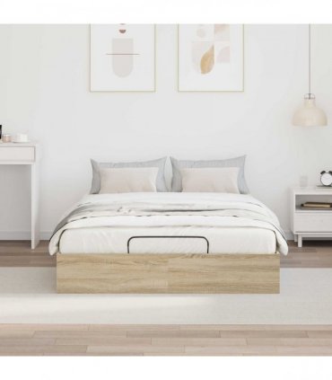 vidaXL Ottoman Bed Frame Sonoma Oak 120 x 200 cm Engineered Wood
