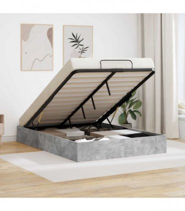 vidaXL Ottoman Bed Frame Concrete Grey 120 x 200 cm Engineered Wood