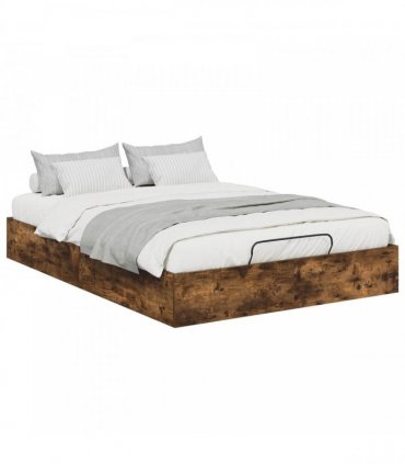 vidaXL Ottoman Bed Frame Smoked Oak 120 x 200 cm Engineered Wood