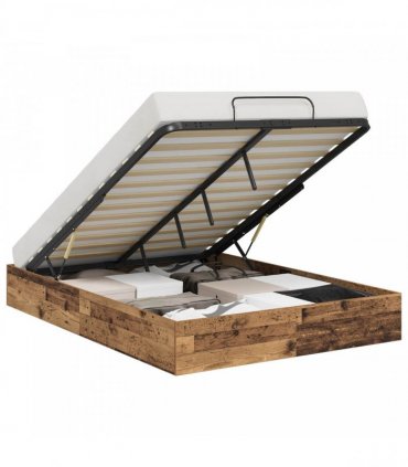 vidaXL Ottoman Bed Frame Old Wood 120 x 200 cm Engineered Wood