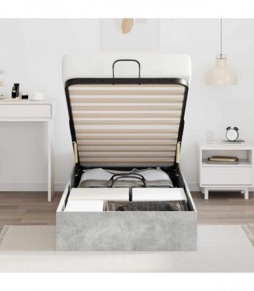 vidaXL Ottoman Bed Frame Concrete Grey 90 x 200 cm Engineered Wood