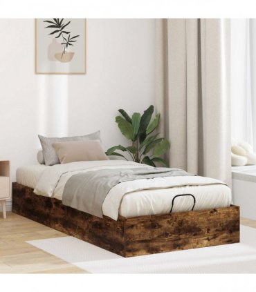 vidaXL Ottoman Bed Frame Smoked Oak 90 x 200 cm Engineered Wood