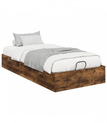 vidaXL Ottoman Bed Frame Smoked Oak 90 x 200 cm Engineered Wood