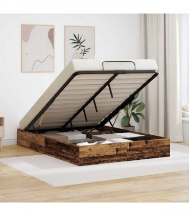 vidaXL Ottoman Bed Frame Old Wood 120 x 200 cm Engineered Wood