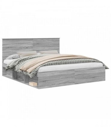 vidaXL Bed Frame Grey Sonoma 200 x 200 cm Solid Pine Wood