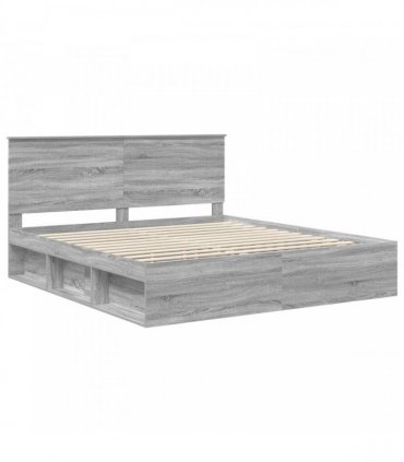 vidaXL Bed Frame Grey Sonoma 200 x 200 cm Solid Pine Wood