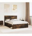 vidaXL Bed Frame Smoked Oak 140 x 190 cm Solid Pine Wood