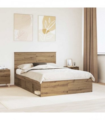 vidaXL Bed Frame Artisian Oak 140 x 190 cm Solid Pine Wood