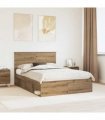 vidaXL Bed Frame Artisian Oak 140 x 190 cm Solid Pine Wood