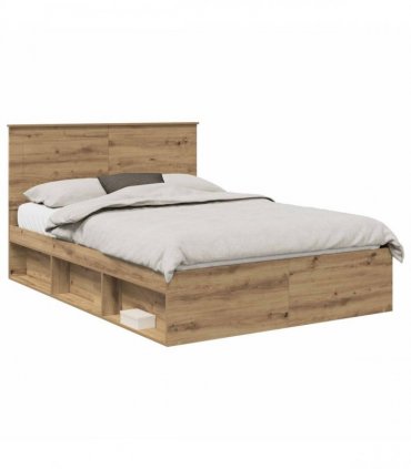 vidaXL Bed Frame Artisian Oak 140 x 190 cm Solid Pine Wood