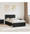 vidaXL Bed Frame with Drawer Plain Black 135 x 190 cm Solid Pine Wood