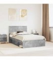 vidaXL Bed Frame Plain Concerte Grey 135 x 190 cm Solid Pine Wood