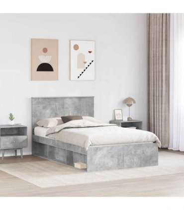 vidaXL Bed Frame Plain Concerte Grey 135 x 190 cm Solid Pine Wood