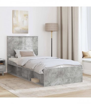 vidaXL Bed Frame Plain Concerte Grey 100 x 200 cm Solid Pine Wood