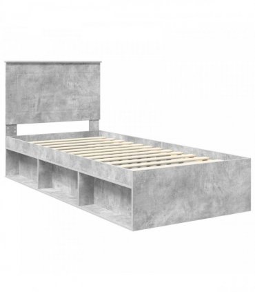 vidaXL Bed Frame Plain Concerte Grey 100 x 200 cm Solid Pine Wood