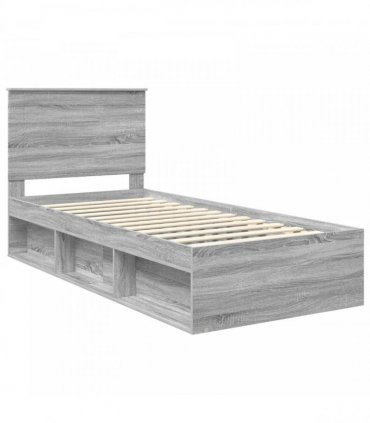 vidaXL Bed Frame Grey Sonoma 100 x 200 cm Solid Pine Wood