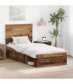 vidaXL Bed Frame with Headboard Old Wood 90 x 190 cm Solid Pine Wood