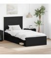 vidaXL Bed Frame with Headboard Black 75 x 190 cm Solid Pine Wood
