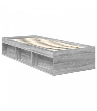 vidaXL Bed Frame Grey Sonoma 75 x 190 cm Solid Pine Wood
