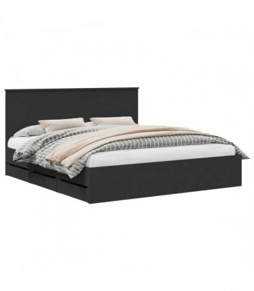vidaXL Bed Frame with Drawer Black 200 x 200 cm Engineer Wood