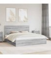 vidaXL Bed Frame with Drawer Grey Sonoma 200 x 200 cm Engineer Wood