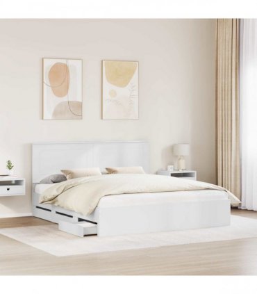vidaXL Bed Frame with Drawer White 180 x 200 cm Engineer Wood