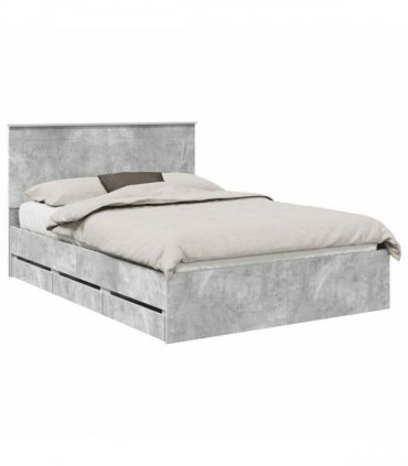 vidaXL Bed Frame with Drawer Concrete Grey 160 x 200 cm Engineer Wood